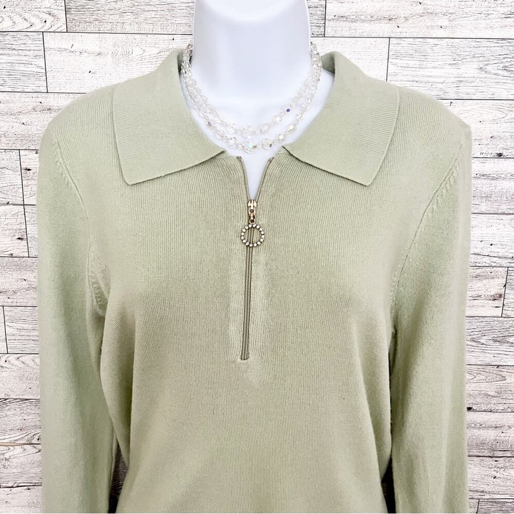 Luxe Mercer Street S Green Zip Sweater – Soft Knit Elevated Basic - Picture 5 of 9